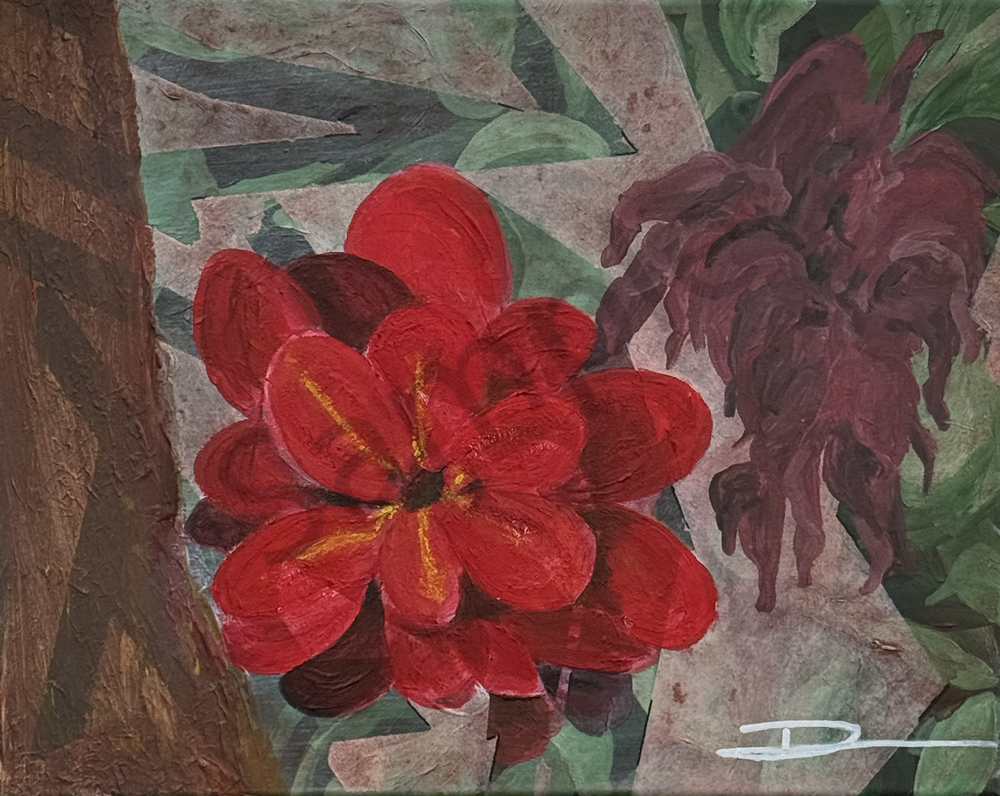 Spring Glitch Through a Dirty Window - Vibrant Floral Artwork