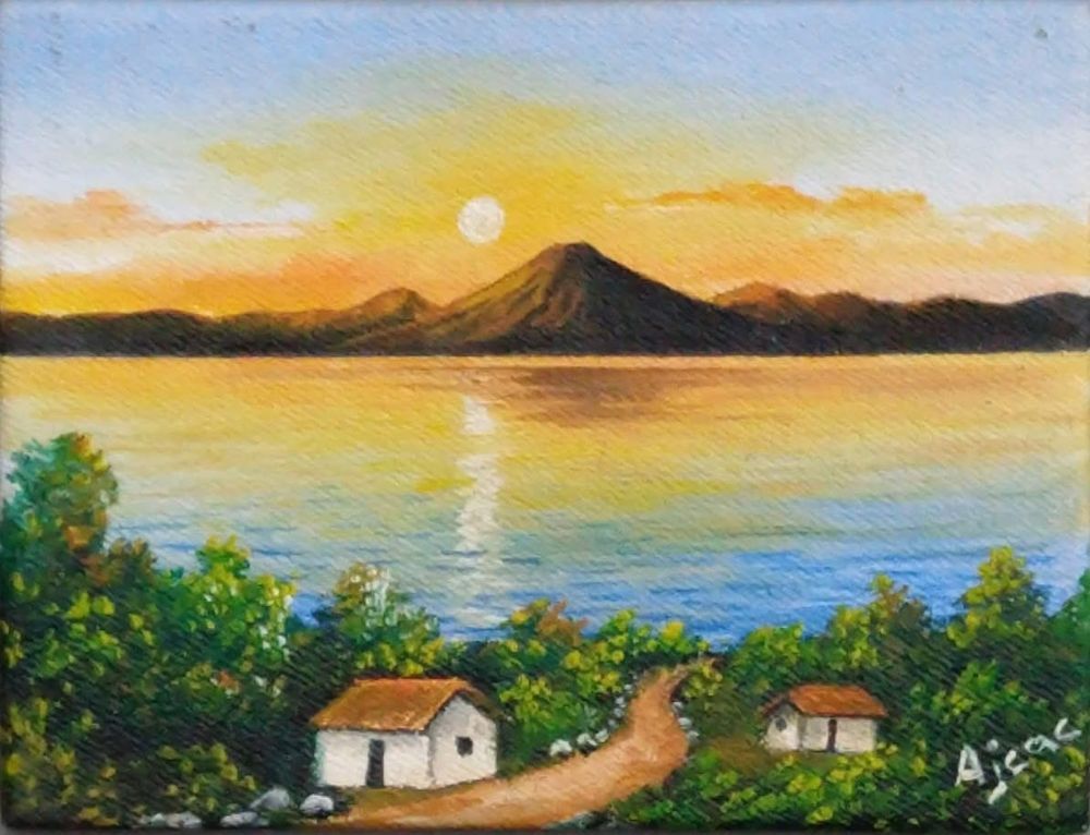Lake Atitlan Sunset By Nicolas Ajcac 3x4 2 Art | GuateMaya Art and