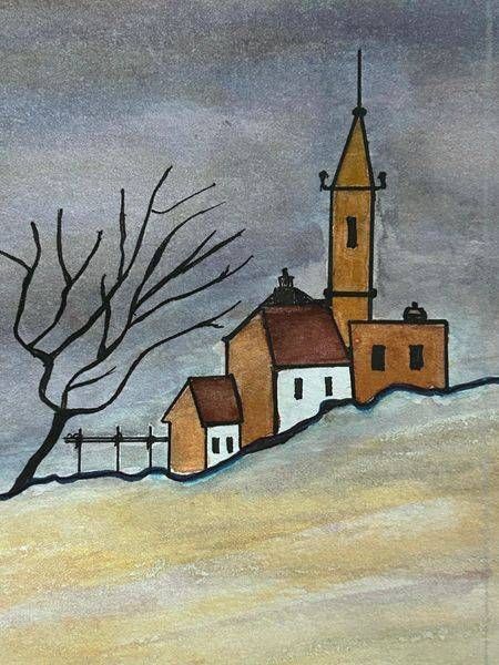 Church On The Hill, Winter Scene Art | Canvafun