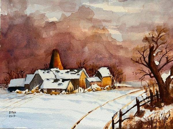 Farm Winter Landscape Art | Canvafun
