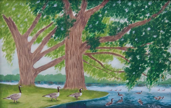 Geese On The Water Art | Paintings by Rolly Abarilla