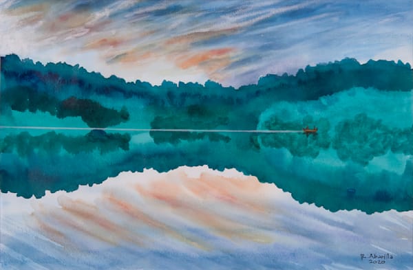 Sunset At The Lake Art | Paintings by Rolly Abarilla