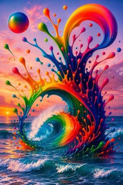 The Wave That Dreamed | Rainbow Ocean Wall Art by Eye Ignite 