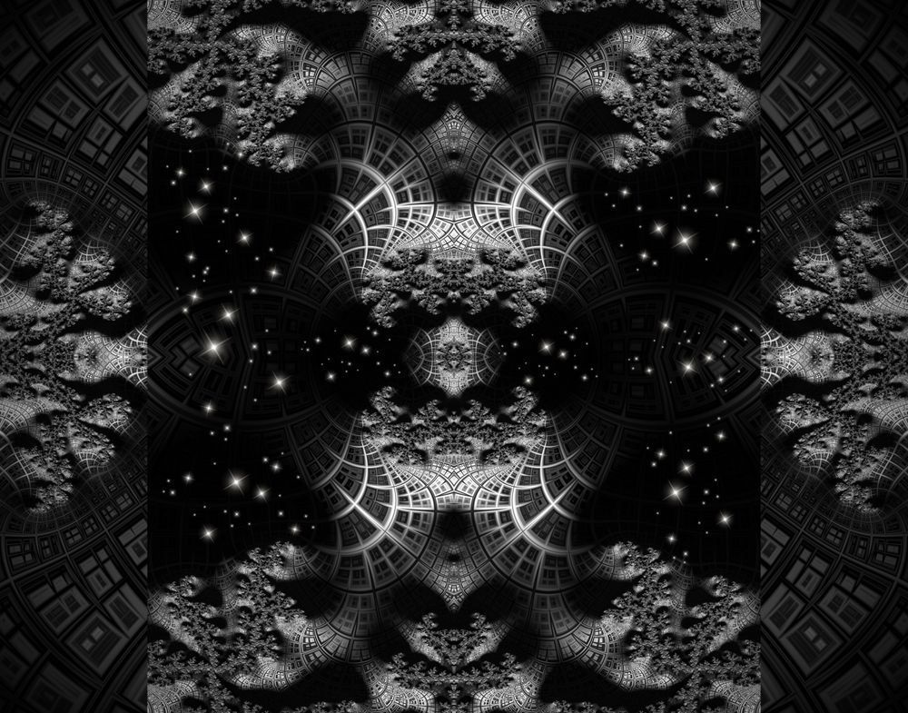 Into Dimensions Fractal Art Print… Black and White Geometric Wall Art