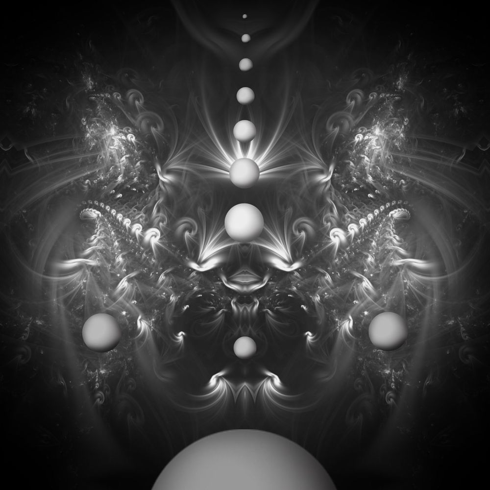 Arrival of the Sphere Fractal Art Print… Black and White Spiritual Wall Art