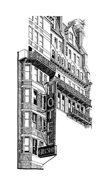 The Chelsea Hotel, Nyc 4x8 Art | Andre Junget Illustration LLC
