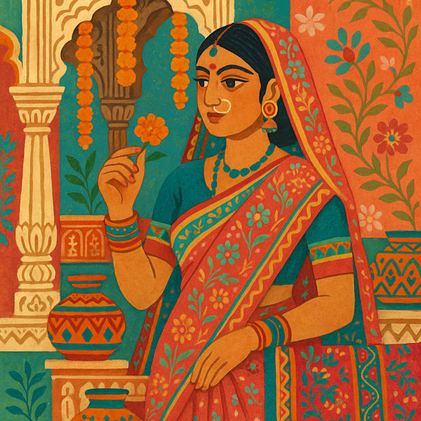 Vintage Indian Women Floral