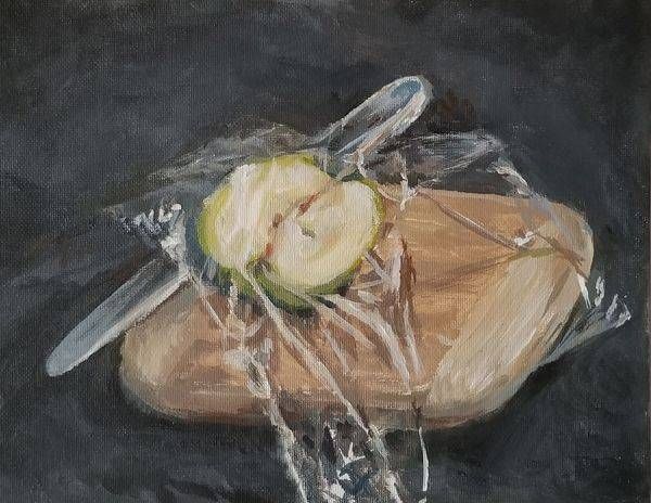 Still Life With Cut Apple Art | Dana Uzwiak Art