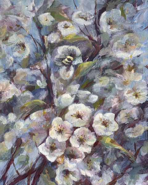 A Spring Bee's Pear Blossom Work Art | Dana Uzwiak Art