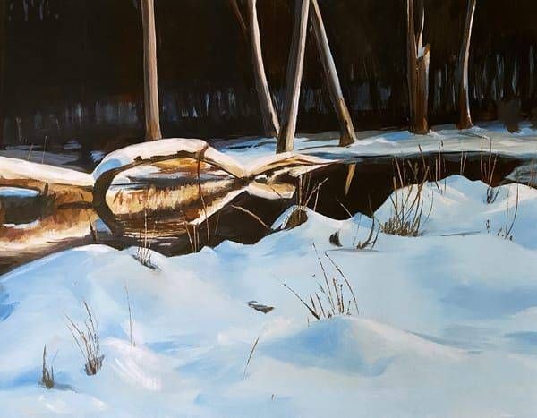 Bridge Over Winter Water 14x18 Art | Dana Uzwiak Art