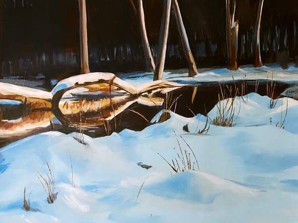 Bridge Over Winter Water 12x16 Art | Dana Uzwiak Art