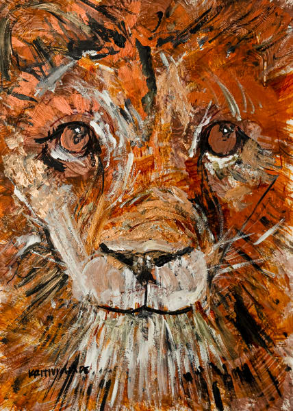 Devouring the Competition with a Conscience – Acrylic Lion Painting for Small Spaces & Apartment Art

