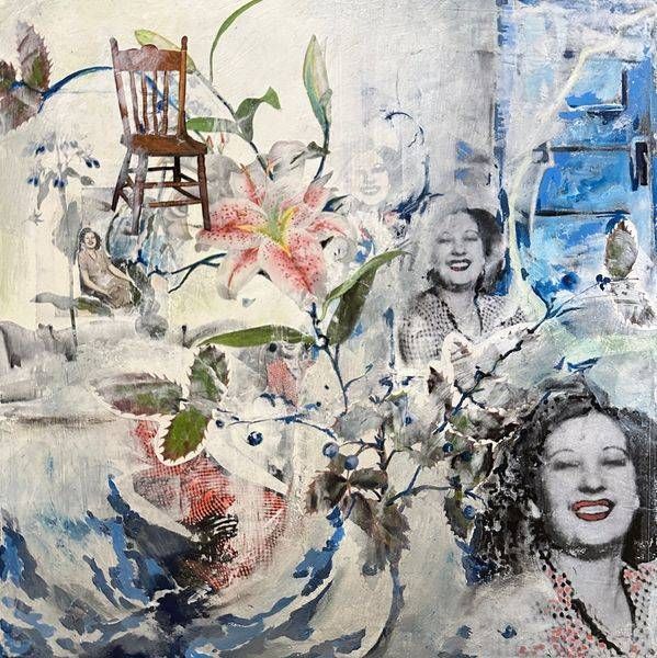 A Woman With a Smile – Mixed‑Media Collage with Embedded Vintage Photograph