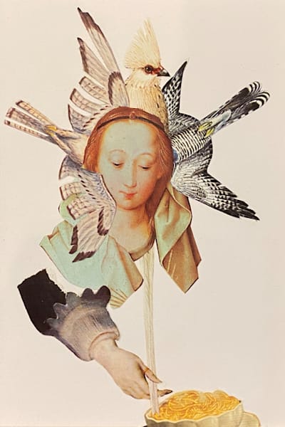 Pasta Night – Food & Ritual Mixed Media Collage