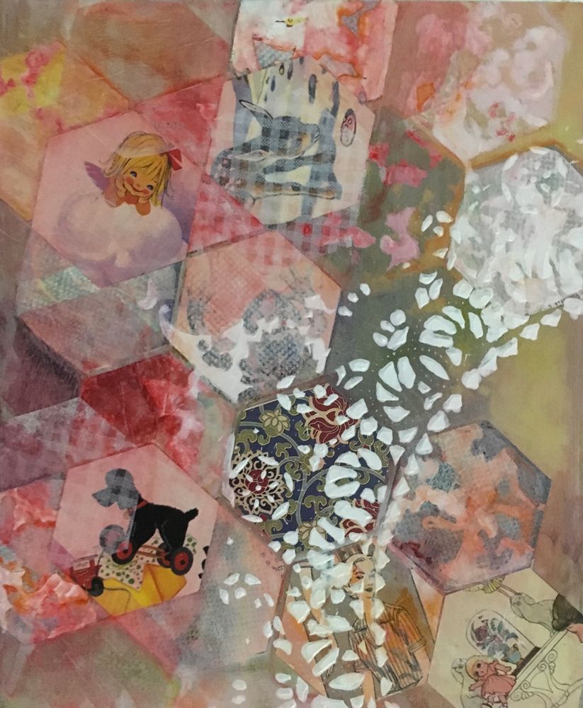 Pink Hexies of Love – Quilting-Inspired Hexie Collage