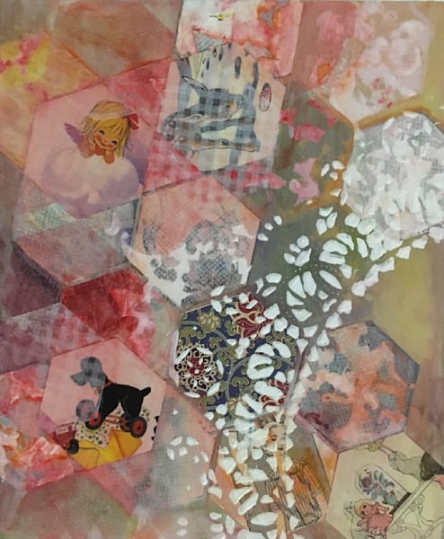 Pink Hexies of Love – Quilting-Inspired Hexie Collage