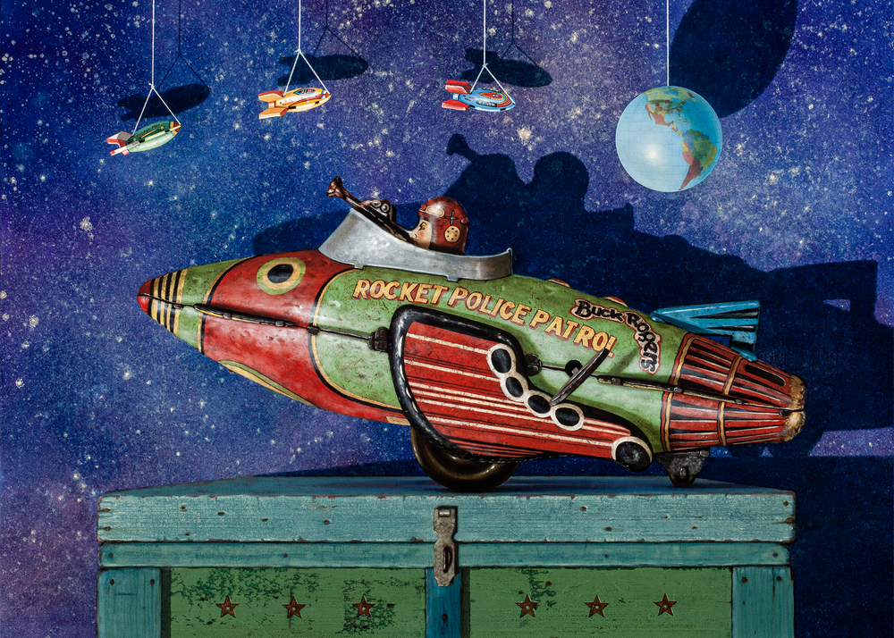 Police Rockets Drawings Rocket Police Patrol 5x7 Art | Richard Hall Fine Art