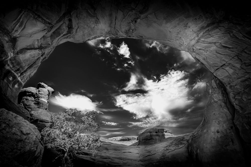 Broken Arch in Arches National Park in BW