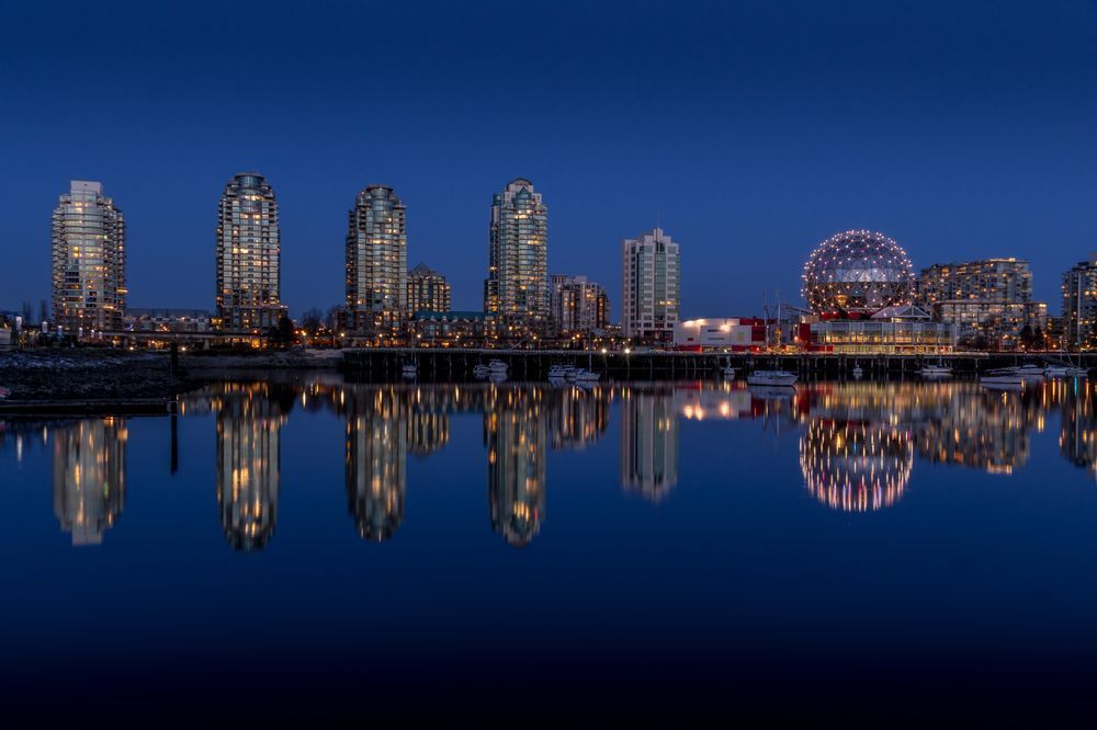 False Creek Waterfront in Vancouver at Night