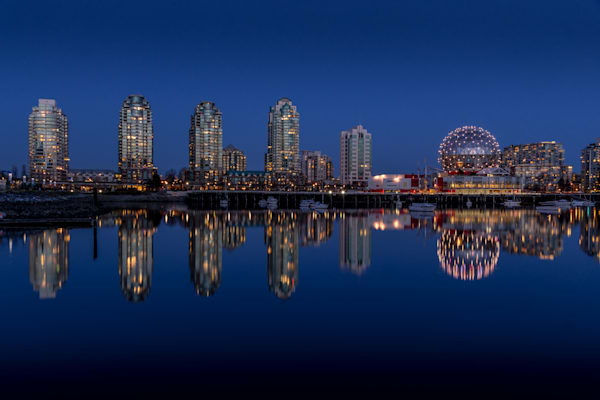 False Creek Waterfront in Vancouver at Night