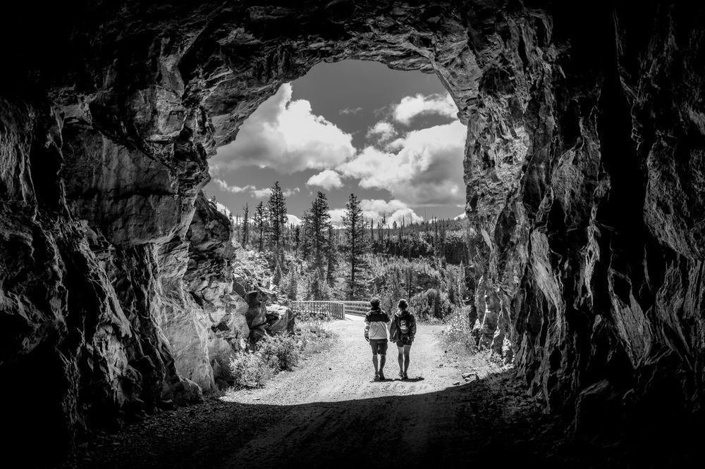 Myra Canyon Tunnel in British Columbia, Canada