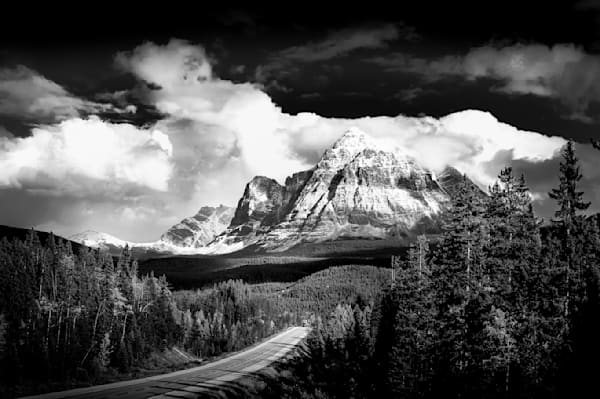 Mount Fitzwilliam in the Canadian Rockies in BW
