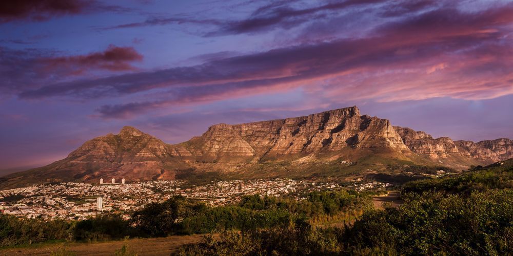 Sunset over Cape Town and Table Mountain