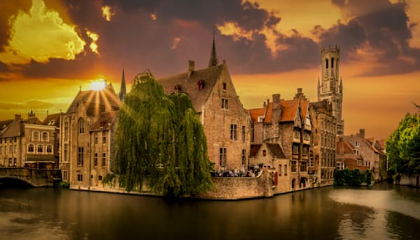 Sunset over Historic Bruges, Belgium