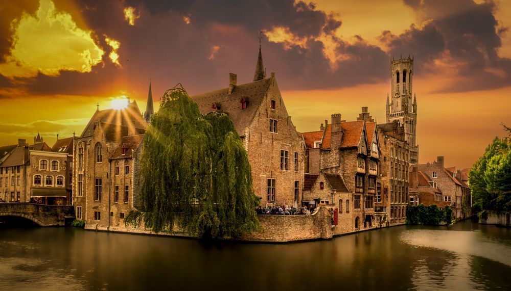 Sunset over Historic Bruges, Belgium