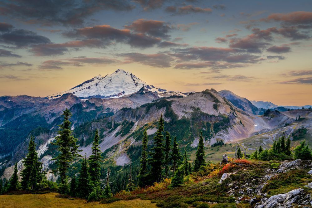 Sunset over Mount Baker in Washington State