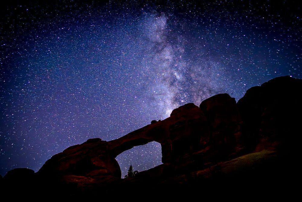 Milky Way behind Skyline Arch in Arches National Park