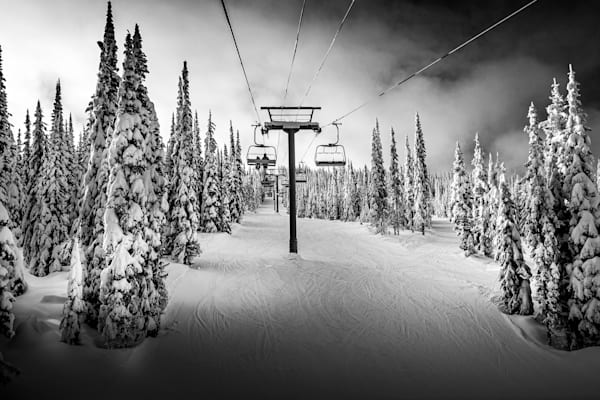 Riding the Ski Lift in Winter