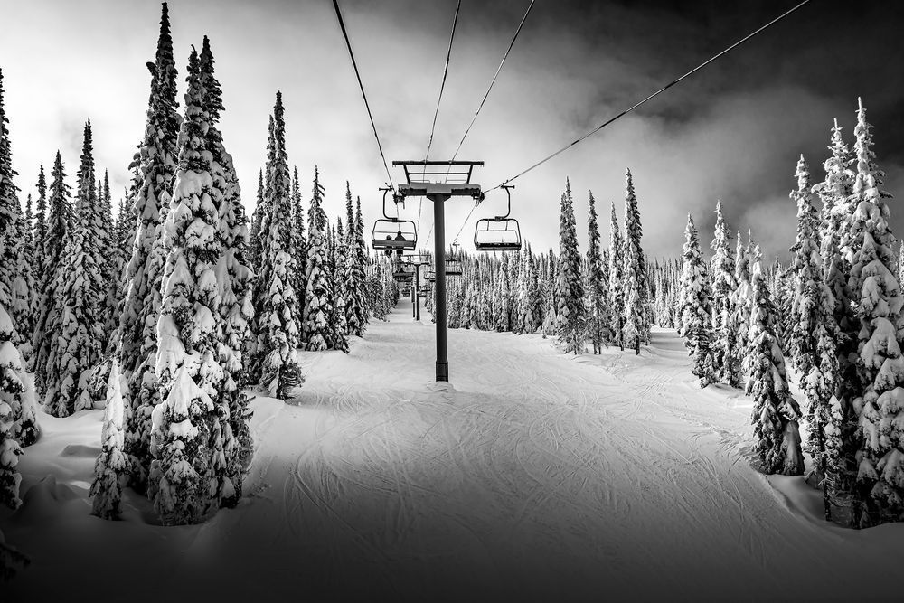 Riding the Ski Lift in Winter