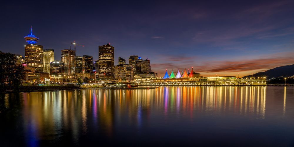 Vancouver Cruise Terminal and Downtown at Night