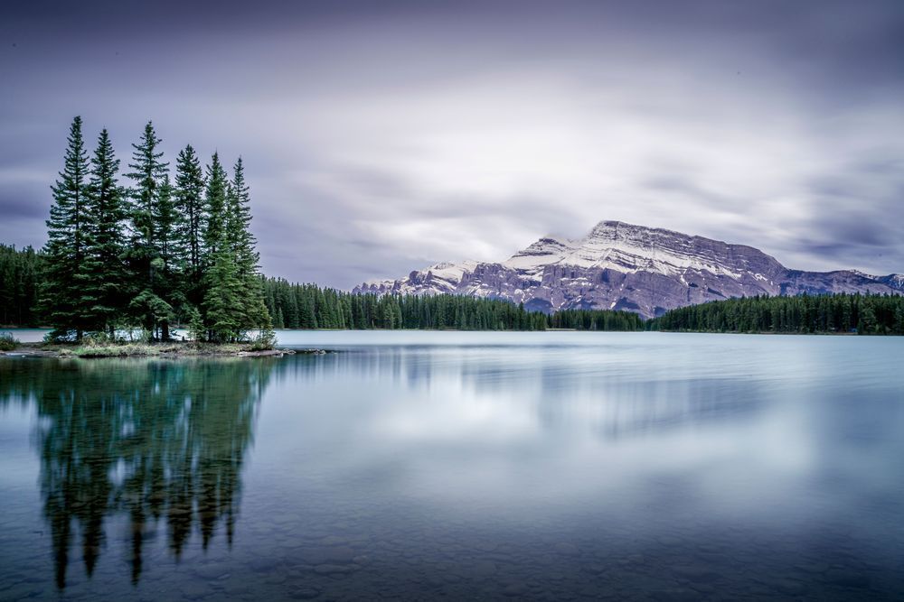 Two Jack Lake and Mount Rundle in Banff National Park