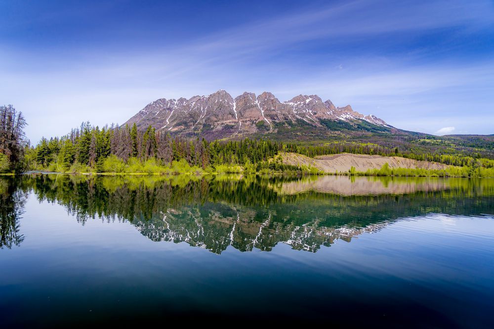 Yellowhead Mountain reflection in Yellowhead Lake