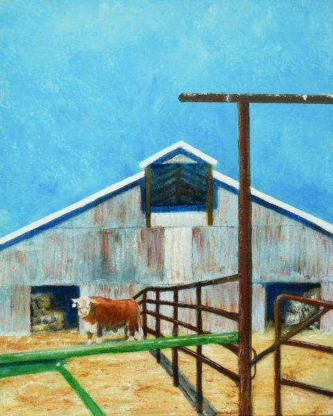 Bull And Barn Print Art | Patrick Cosgrove Art and Photography
