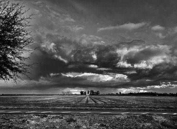 A view from the edge of a Yolo County farm field shows a massive storm system moving across Northern California.