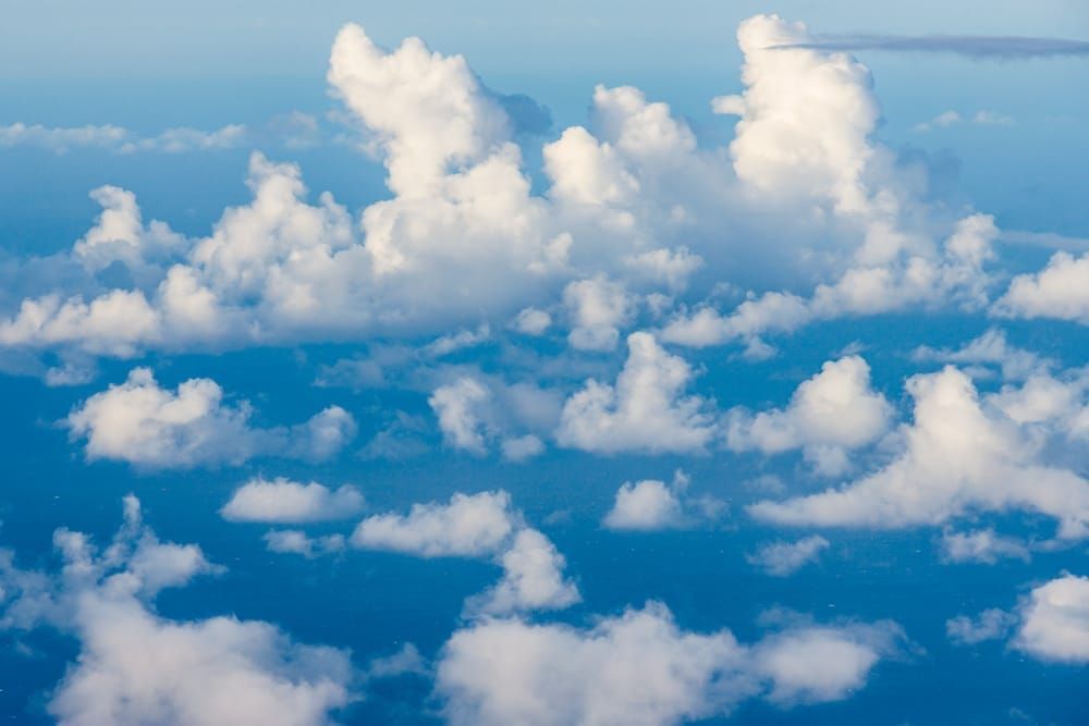 Clouds over the Pacific Ocean as seen from the top of Haleakala on East Maui, Hawaii