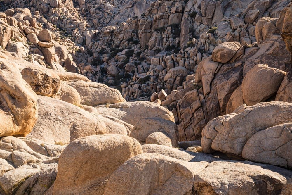 Boulder filled canyon at Joshua Tree National Park, California, USA.