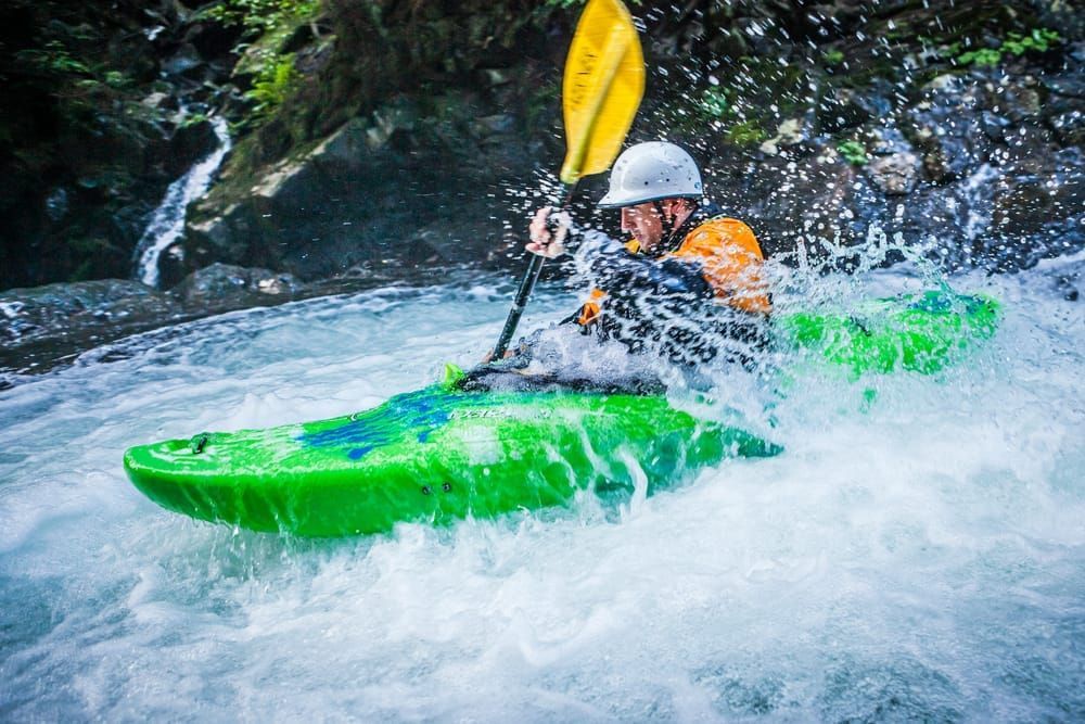art photography for sale buy artwork online prints for sale man kayaking waterfalls Snoqualmie River south fork Washington Fall in the wall