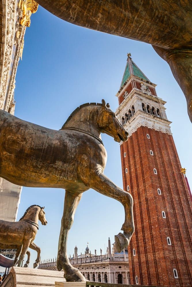 The bronze horses on the front of San Marcos Basilica, Venice, Italy