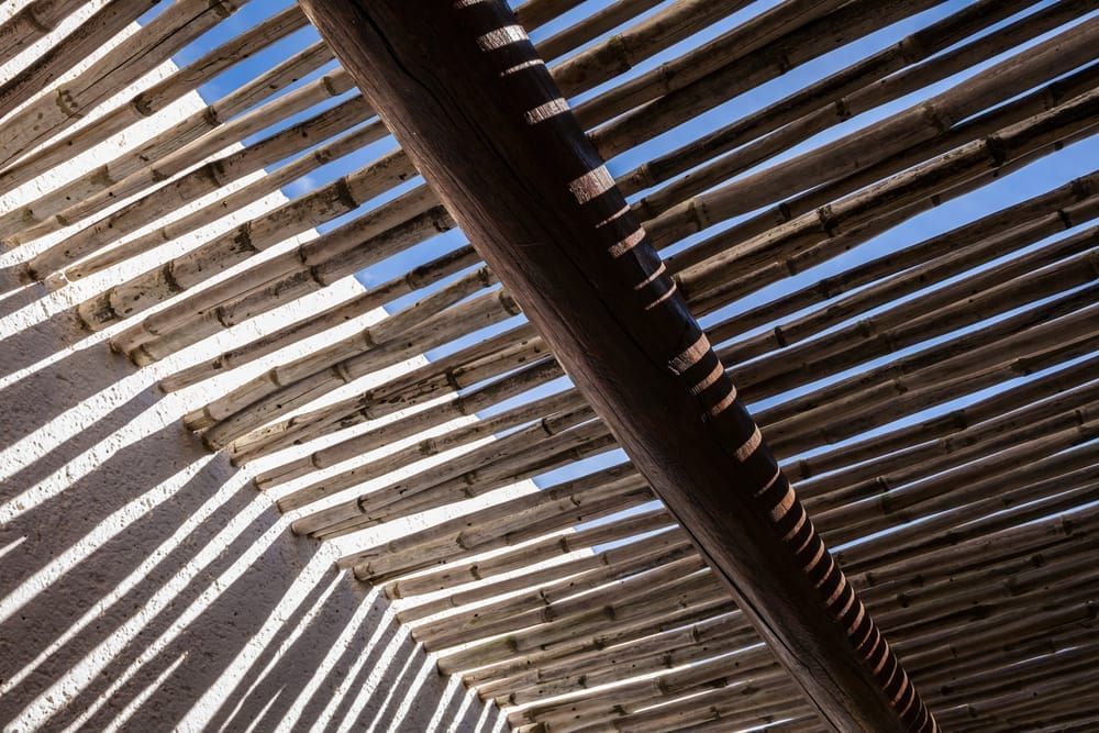 A bamboo pole shade roof, Hotel Casa Natalia, San Jose del Cabo, B.C.S., Mexico.