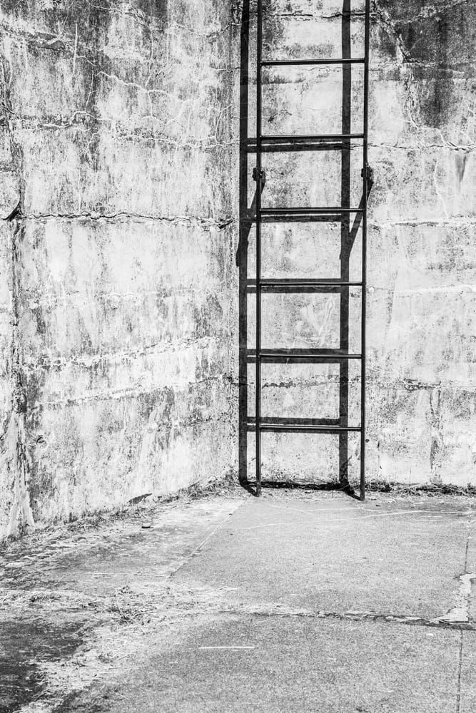 Textured, weathered, decaying, walls of the Fort Casey bunkers on Whidbey Island, Washington, USA.