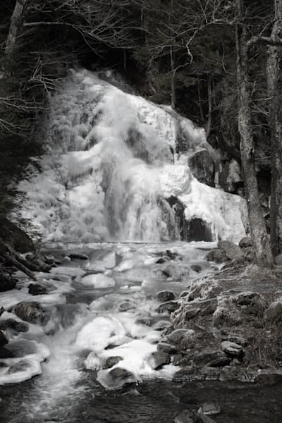 Winter Waterfall 3 B&W Vermont 2026 Art | Dappled Light Gallery