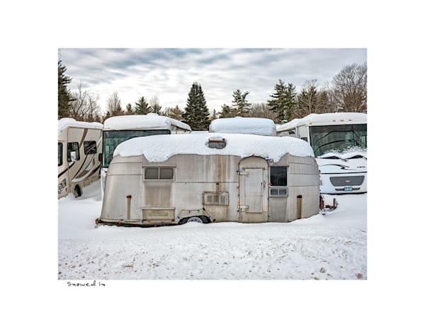 Snowed In – Vintage Trailer in Winter, Fine Art Snow Photography for Cozy Wall Art