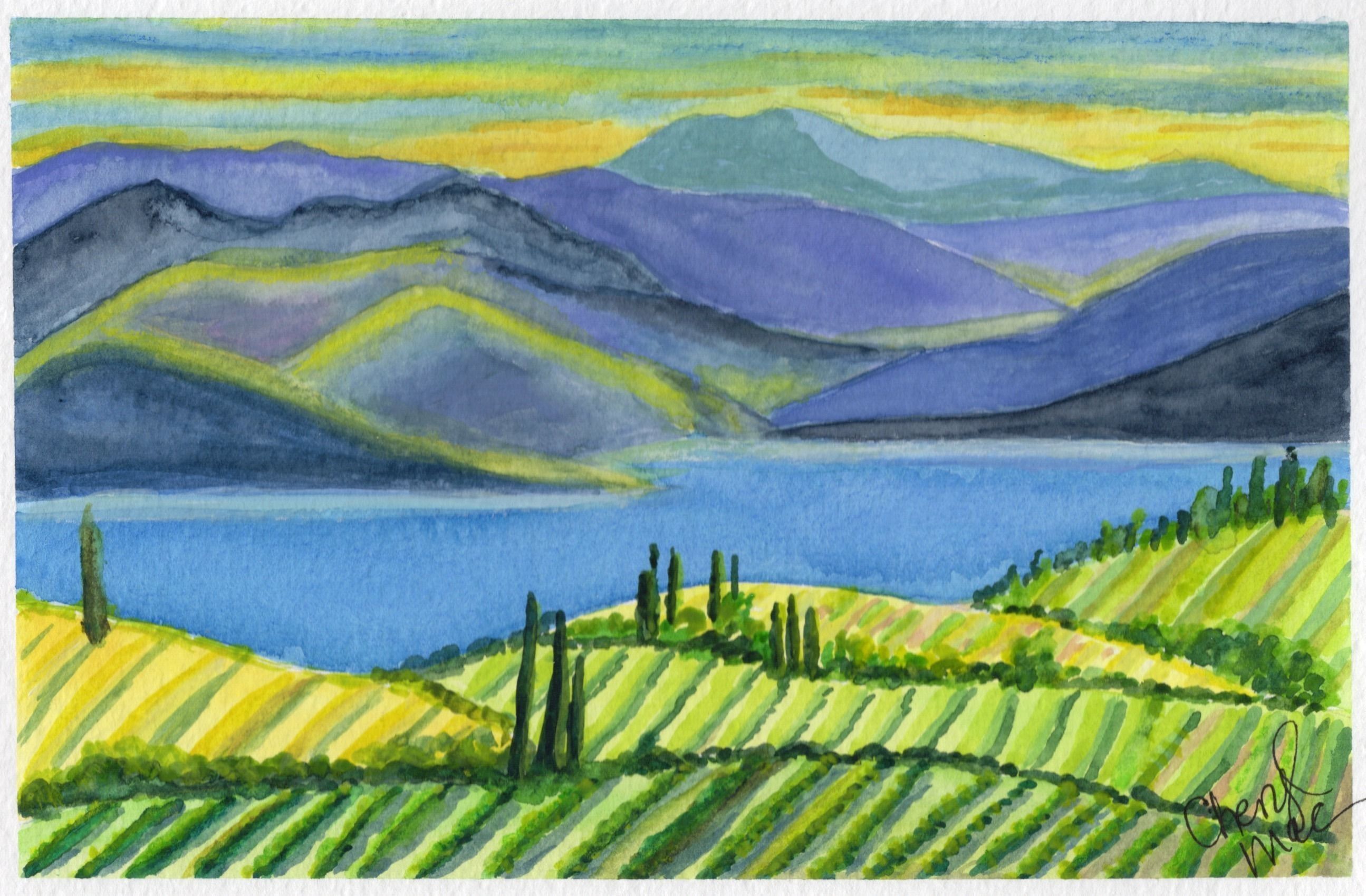 
        <div class='title'>
          Watercolour Okanagan Lake 
        </div>
       