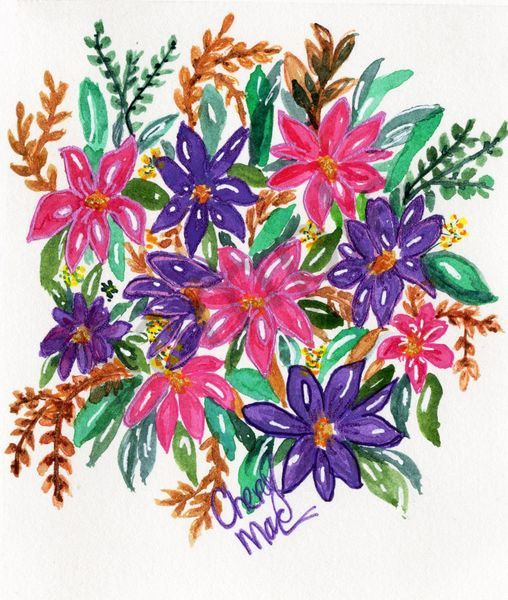  Laura’s Flowers: Pink and Purple Blooms in Lively Watercolour Layers 