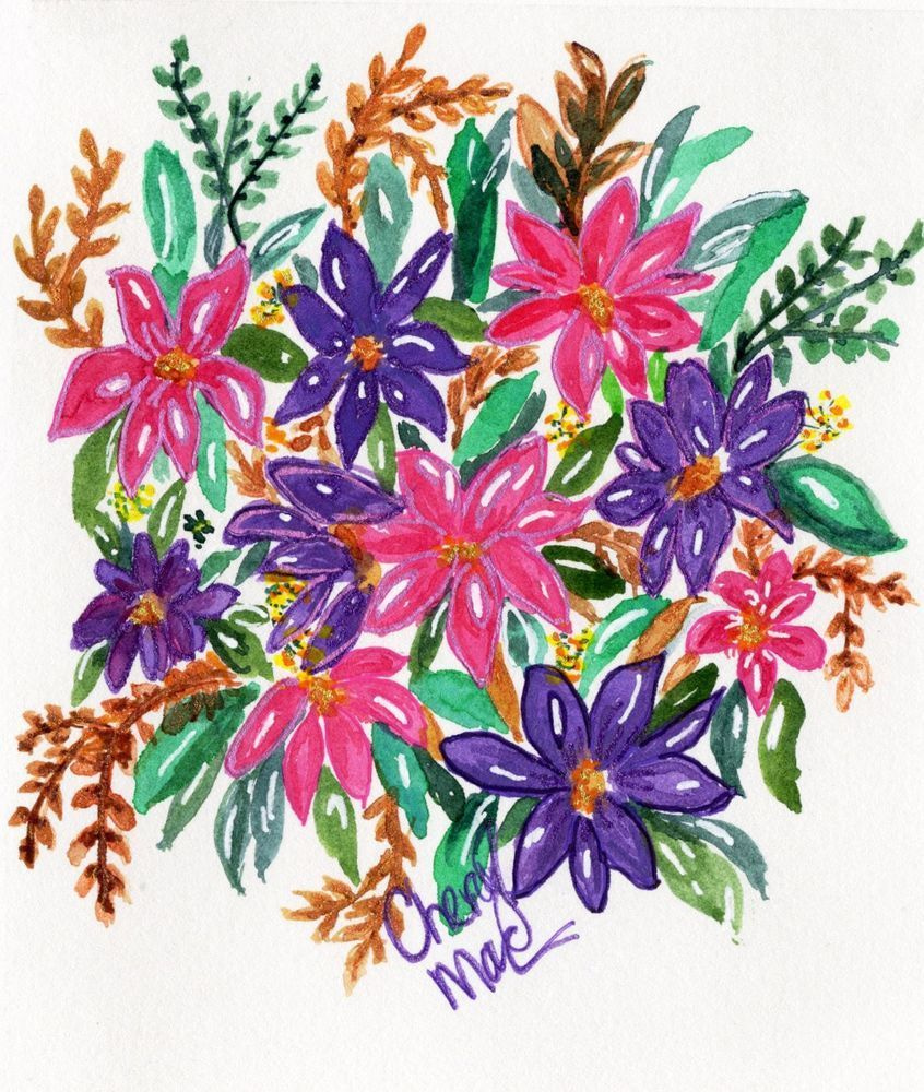  Laura’s Flowers: Pink and Purple Blooms in Lively Watercolour Layers 
