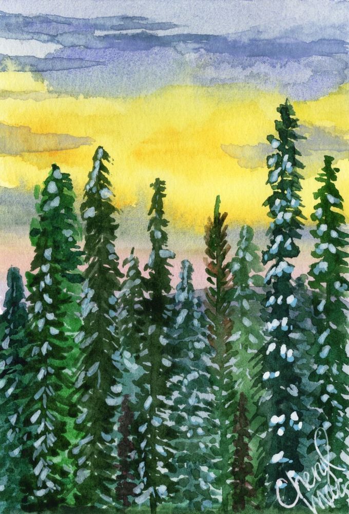 sunrise snowy trees 